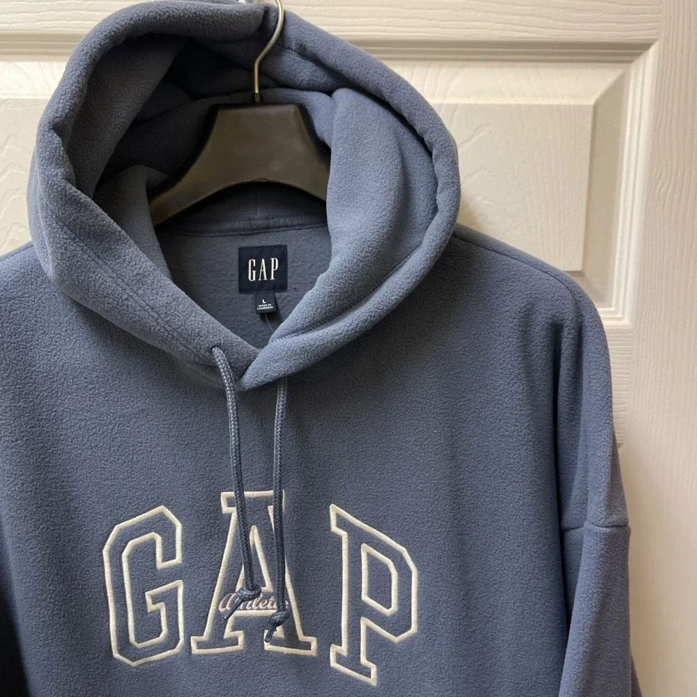 GAP‎ Athletic Fleece Men's L Cornflower Blue Heavyweight Hoodie Sweatshirt NWT